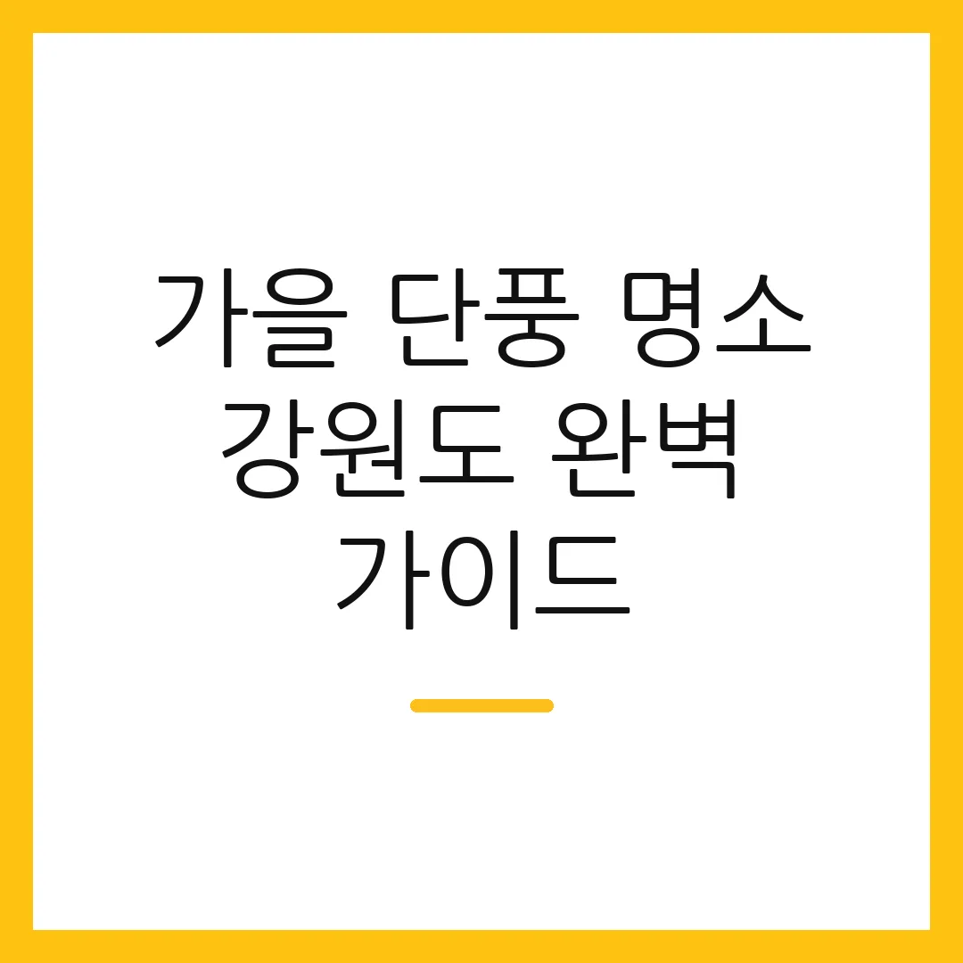 가을 단풍 명소 강원도 완벽 가이드